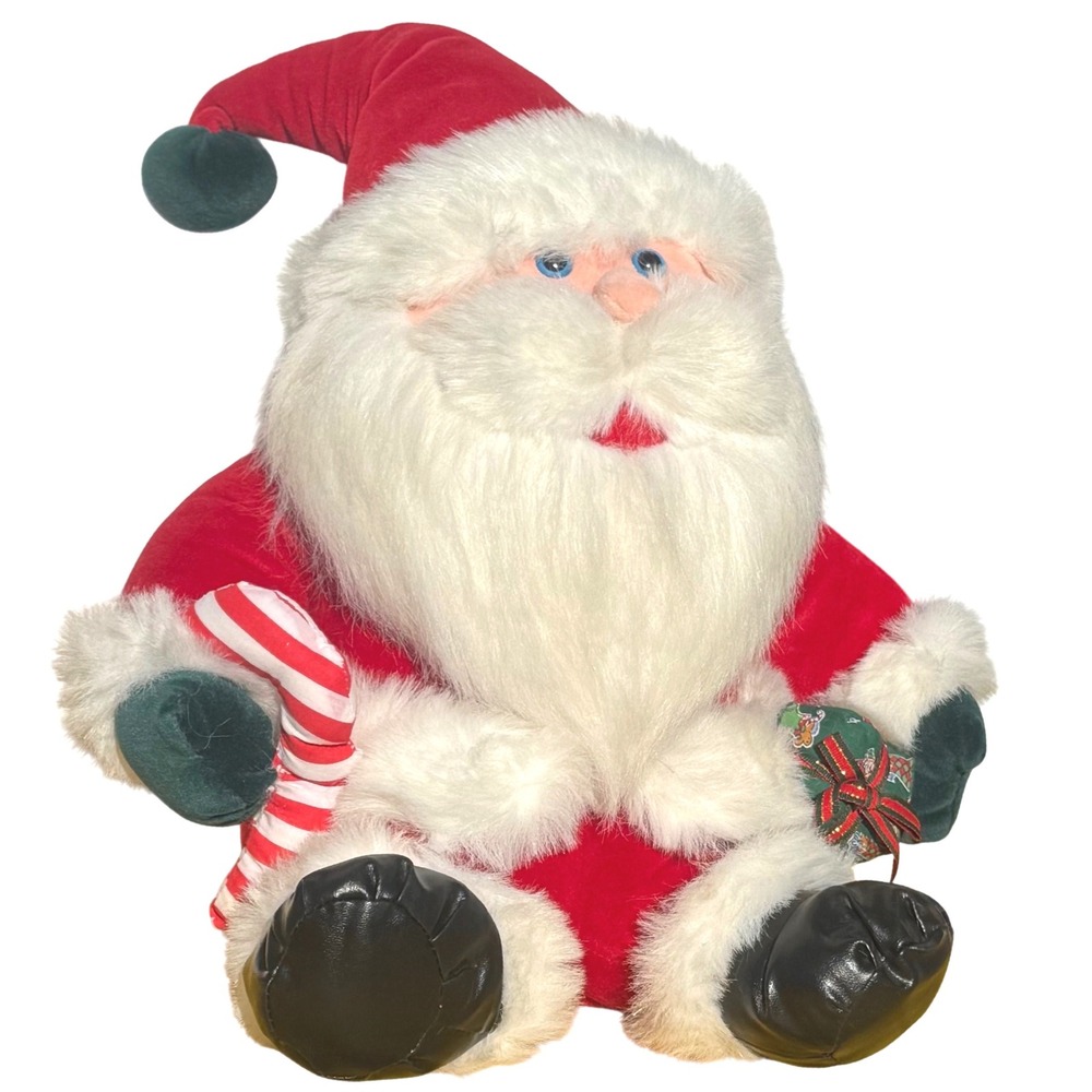 America Wego Santa with Gift Box & Candy Cane Plush Holiday Decor XS1277